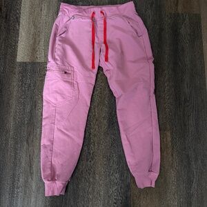 FIGS Technical Collection Jogger Scrub Pants Size S Pink Mauve Pockets Medical
